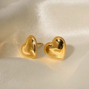 18K Gold Plated Heart Stud Earrings
